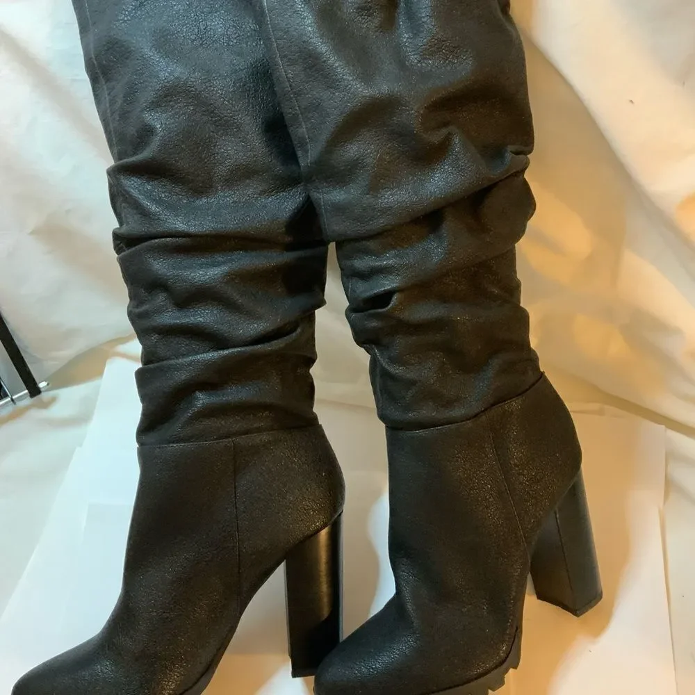 New Katy Perry Womens Oniel Leather Pointed Toe Knee High 4” Fashion Boots 8/38